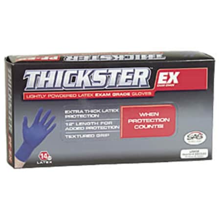 S.A.S. Safety Thickster, Disposable Gloves, 14 mil Palm, Latex, M, Blue SAS6602